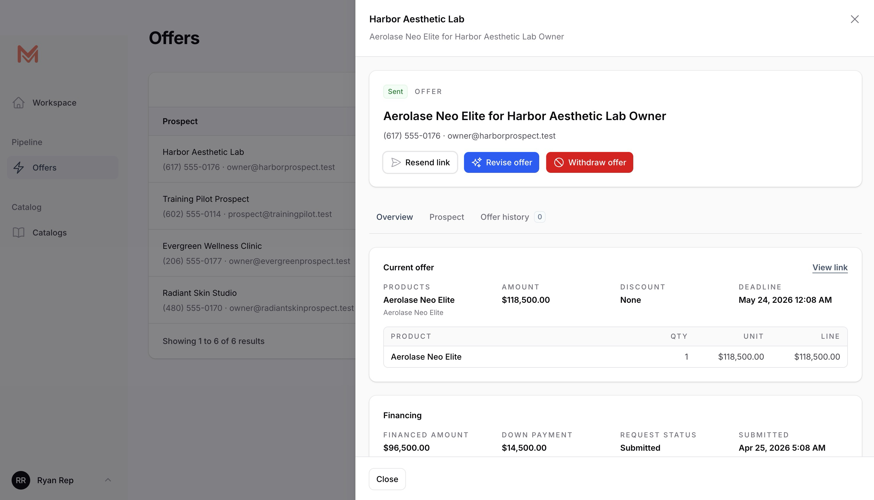 Medvera offer editor interface
